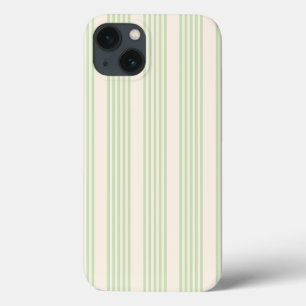 Pale green and beige five stripes pattern iPhone 13 case