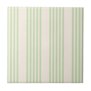 Pale green and beige five stripes pattern ceramic tile