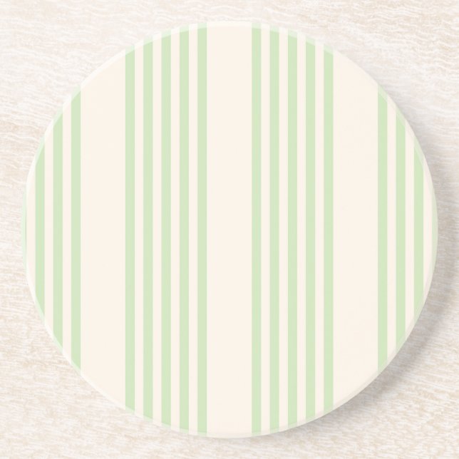 Pale green and beige five stripes pattern coaster (Front)