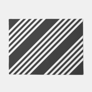 Pale green and beige five stripes pattern doormat