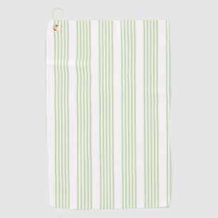 Pale green and beige five stripes pattern golf tow towel