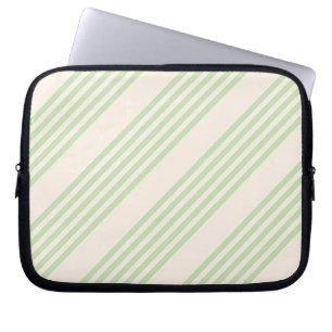Pale green and beige five stripes pattern laptop sleeve