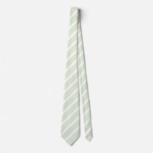 Pale green and beige five stripes pattern neck tie