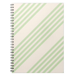 Pale green and beige five stripes pattern notebook