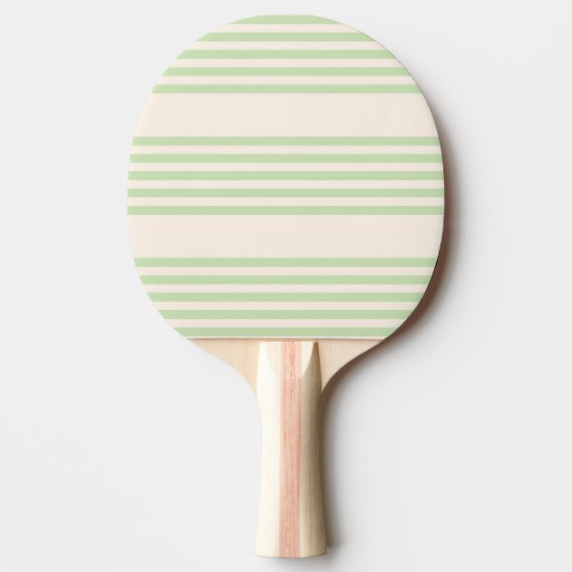 Pale green and beige five stripes pattern ping pong paddle (Front)