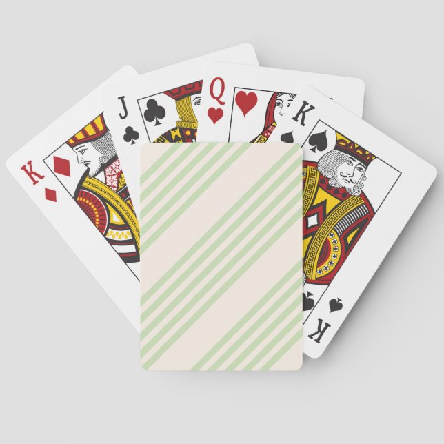 Pale green and beige five stripes pattern playing cards (Back)