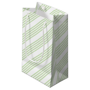 Pale green and beige five stripes pattern small gi gift bag