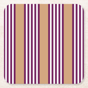 Pale green and beige five stripes pattern square p paper coaster