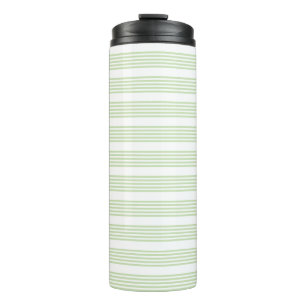 Pale green and beige five stripes pattern thermal  tumbler