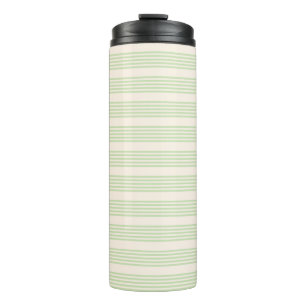 Pale green and beige five stripes pattern thermal tumbler