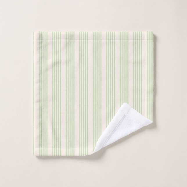 Pale green and beige five stripes pattern wash cloth (Wash Cloth)