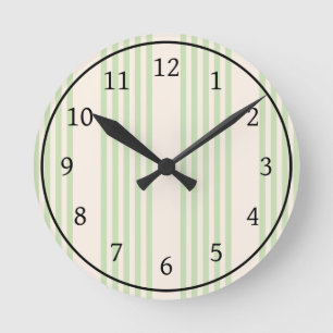 Pale green and beige stripes pattern Wall Clock