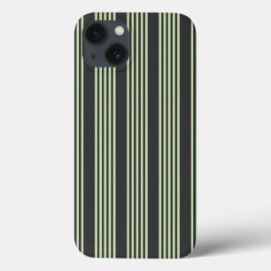 Pale green and charcoal five stripes pattern iPhone 13 case