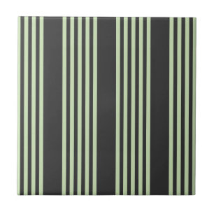 Pale green and charcoal five stripes pattern ceramic tile