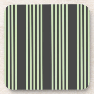 Pale green and charcoal five stripes pattern coaster
