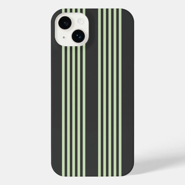 Pale green and charcoal five stripes pattern iPhone case (Back)