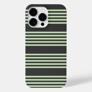 Pale green and charcoal five stripes pattern iPhone 14 pro max case