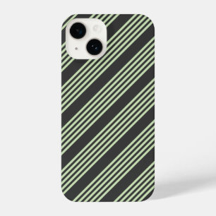Pale green and charcoal five stripes pattern iPhone 14 case