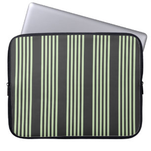 Pale green and charcoal five stripes pattern laptop sleeve