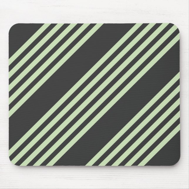 Pale green and charcoal five stripes pattern mouse pad (Front)