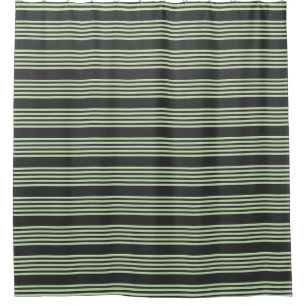 Pale green and charcoal five stripes pattern shower curtain