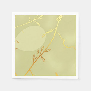 Pale Green and Gold Branch Outline Elegant Napkin