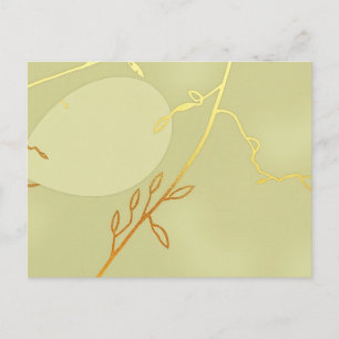 Pale Green and Gold Branch Outline Elegant Postcard