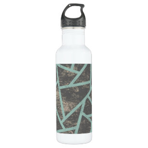 Pale green and gray mosaic pattern 710 ml water bottle