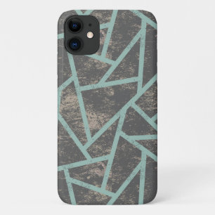 Pale green and grey mosaic pattern iPhone 11 case