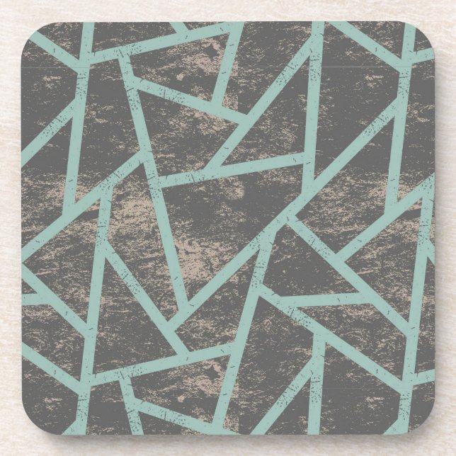 Pale green and grey mosaic pattern coaster (Front)