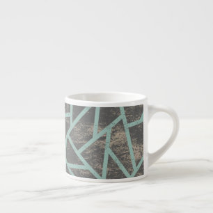 Pale green and grey mosaic pattern espresso cup