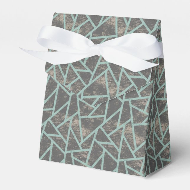 Pale green and grey mosaic pattern favour box (Front Side)