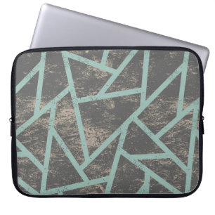 Pale green and grey mosaic pattern laptop sleeve
