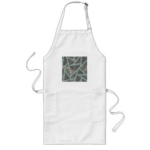 Pale green and grey mosaic pattern long apron
