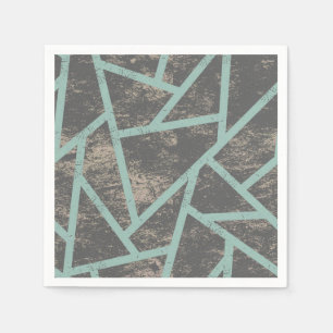 Pale green and grey mosaic pattern napkin
