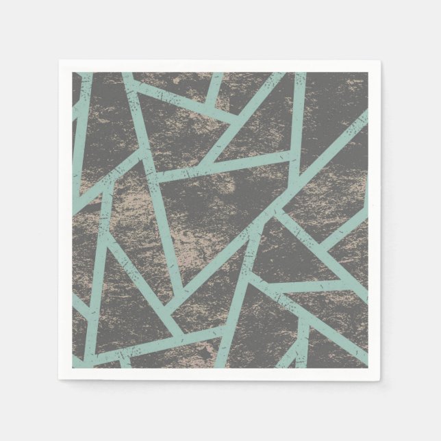 Pale green and grey mosaic pattern napkin (Front)