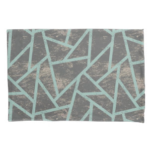 Pale green and grey mosaic pattern pillowcase