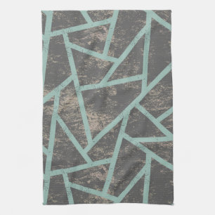 Pale green and grey mosaic pattern tea towel