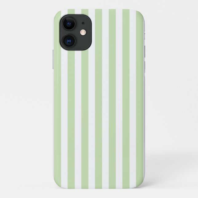 Pale green and white candy stripes Case-Mate iPhone case (Back)