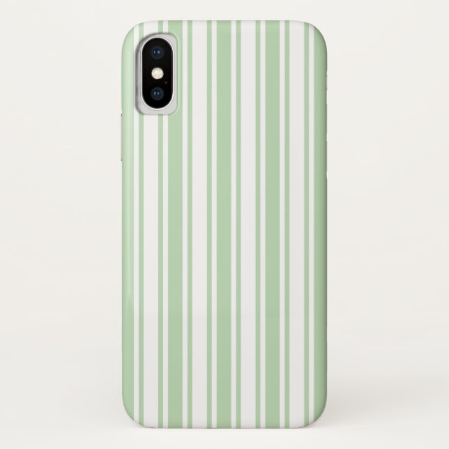 Pale green and white candy stripes Case-Mate iPhone case (Back)