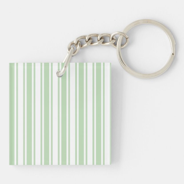 Pale green and white candy stripes key ring (Back)