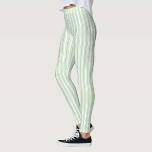 Pale green and white candy stripes leggings