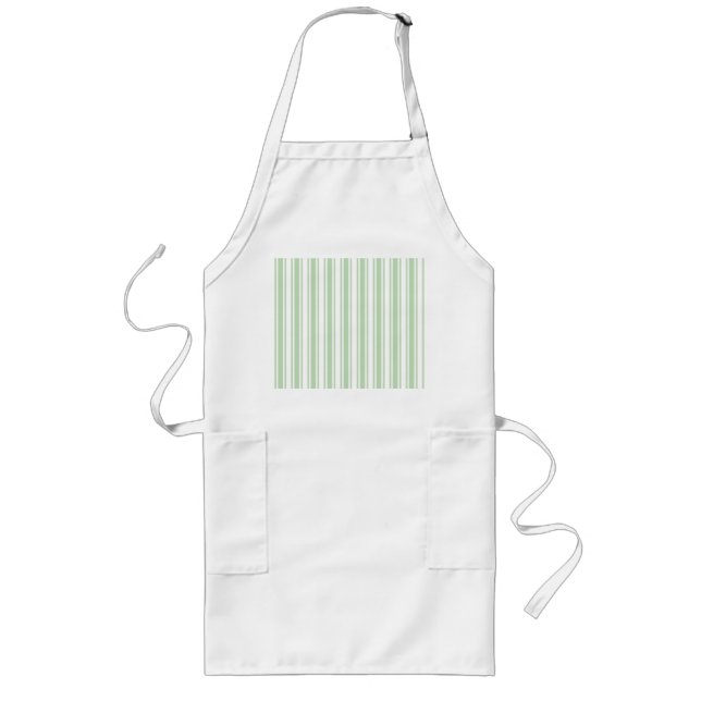 Pale green and white candy stripes long apron (Front)
