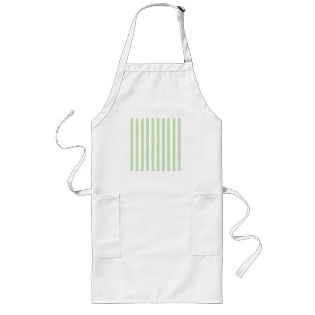 Pale green and white candy stripes long apron (Front)