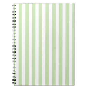 Pale green and white candy stripes notebook