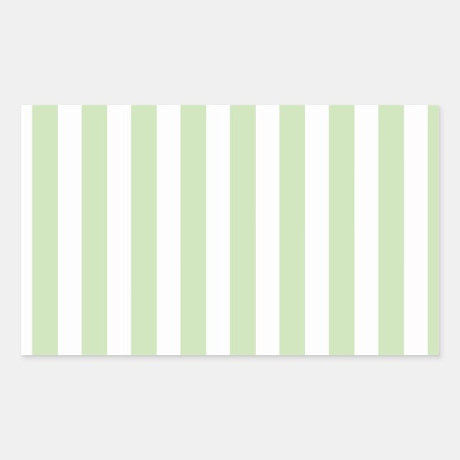 Pale green and white candy stripes rectangular sticker (Front)