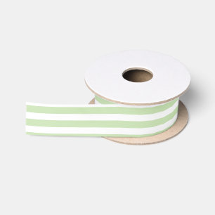Pale green and white candy stripes satin ribbon