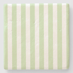 Pale green and white candy stripes stone coaster