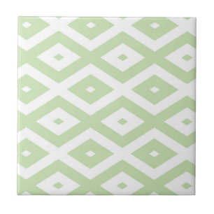Pale green and white diamond pattern ceramic tile