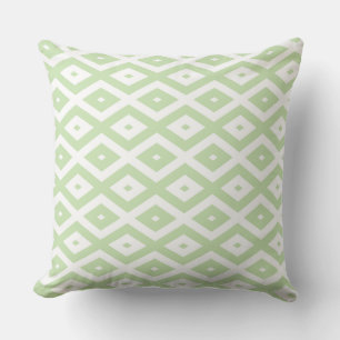 Pale green and white diamond pattern cushion